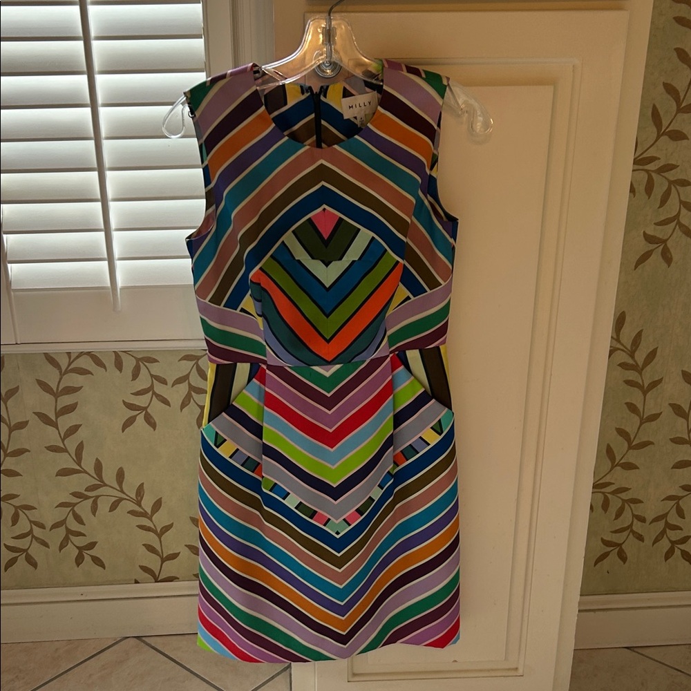 Milly Colorful Chevron Mini Dress
